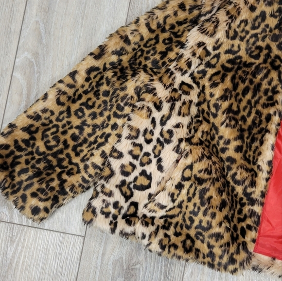 Princess Vera Wang Sie XL 14 Faux Fur Leopard Jacket Teddy Coat Cheetah Print - Picture 5 of 6